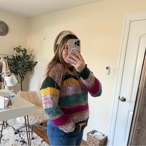 Revolve heart loom striped sweater. Size M. Could also fit a small IMO. - Picture 4 of 5